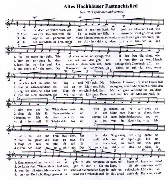 Altes Hochhäuser Fastnachtslied Altes Hochhäuser Fastnachtslied